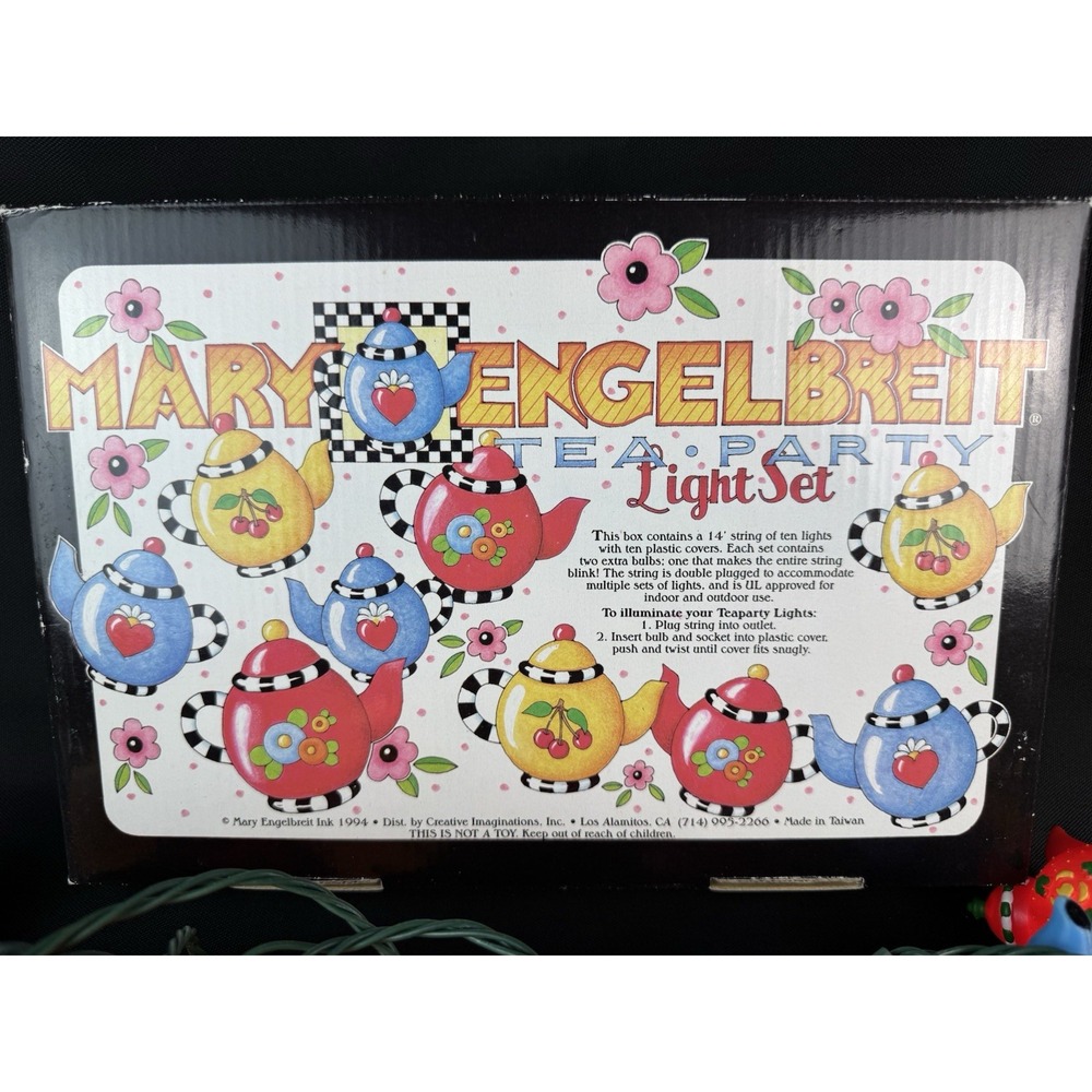 Mary Engelbreit Tea Party Light Sets 14" String 10 Plastic Tea Pots Set Of 2
